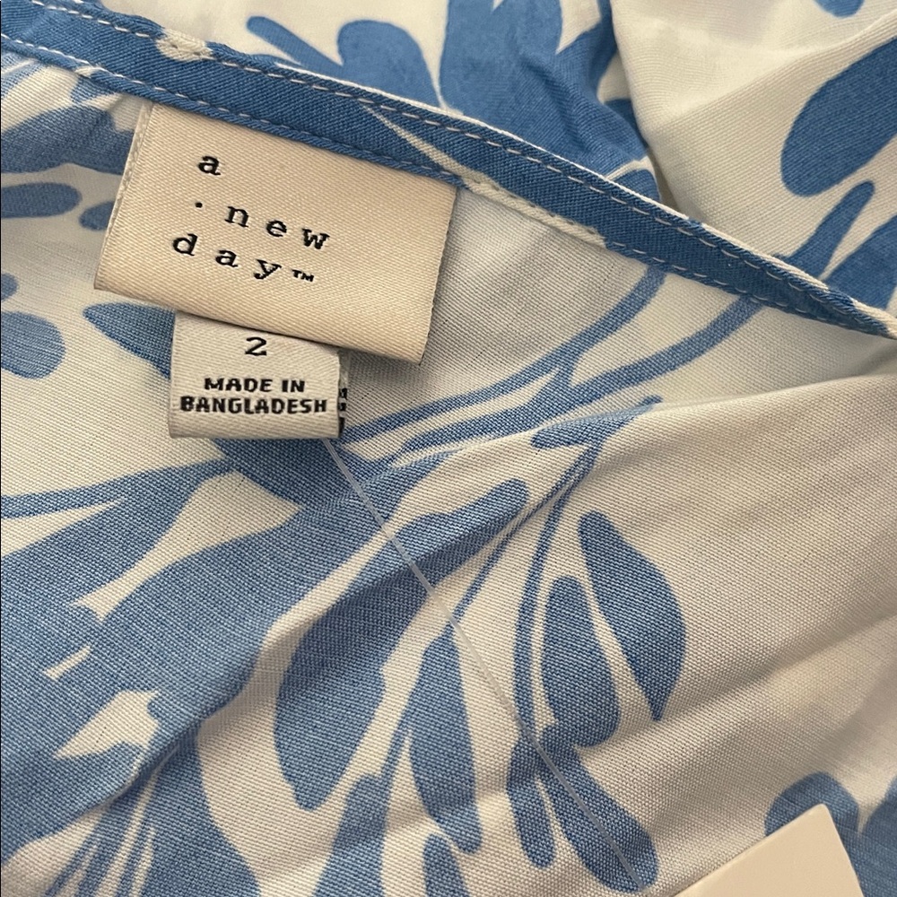 Women's Short Sleeve Maxi Sundress - A New Day™ Blue Floral 2 - Picture 2 of 3